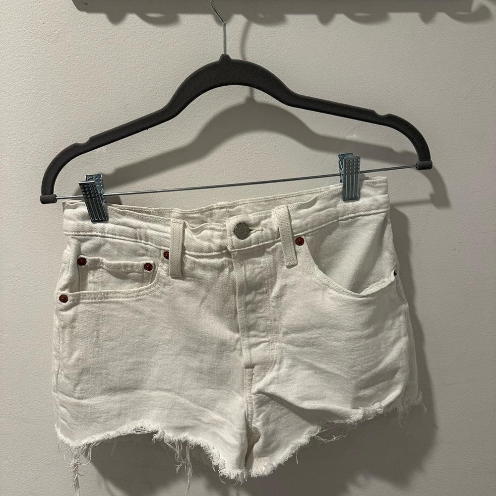 Levi 501 Women's White Denim Shorts
